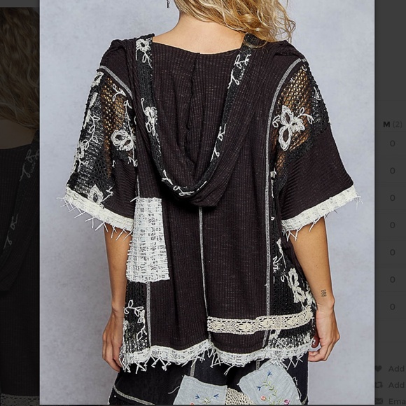 POL “ Springfield 5 “ POL V-Neck Hoodie Top with Lace Detail 53 - Picture 4 of 5